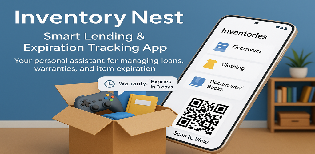 Inventory Nest app screenshot showing a list of items inside a box